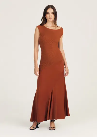 Derek Lam Madeline Mixed Media Dress In Brown