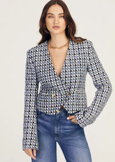 Derek Lam Marcel Fringe Tweed Jacket In Blue