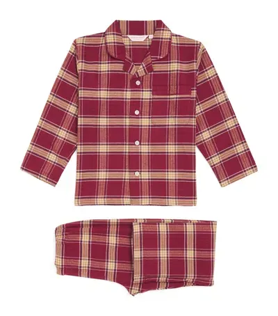 Derek Rose Kids' Check Print Kelburn Pyjamas In Burgundy