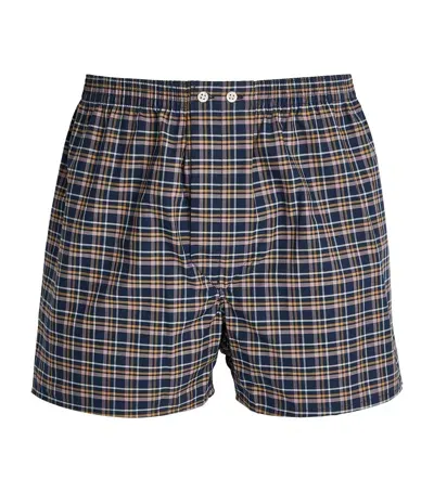 Derek Rose Cotton Check Boxer Shorts In Navy