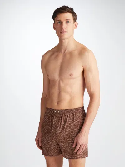 Derek Rose Men's Classic Fit Boxers Ledbury 72 Cotton Batiste Burgundy