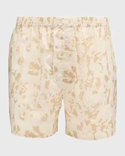 Derek Rose Men's Ledbury Greek Scene Boxer Shorts In Neutral