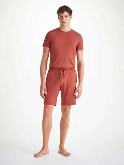 Derek Rose Men's Lounge Shorts Basel Micro Modal Stretch Rust Red