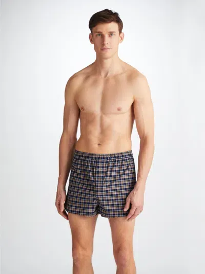 Derek Rose Men's Modern Fit Boxers Barker 37 Cotton Navy