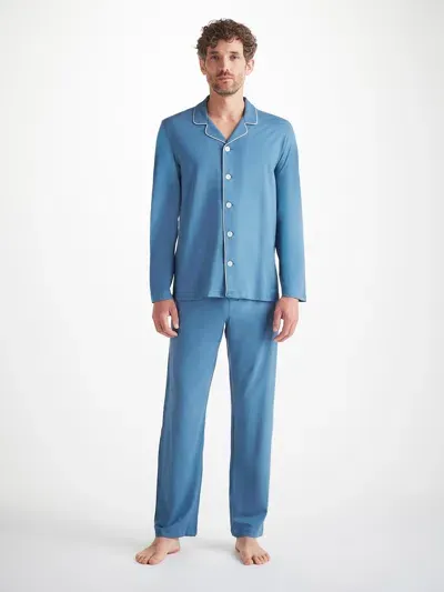 Derek Rose Men's Pyjamas Basel Micro Modal Stretch Steel Blue