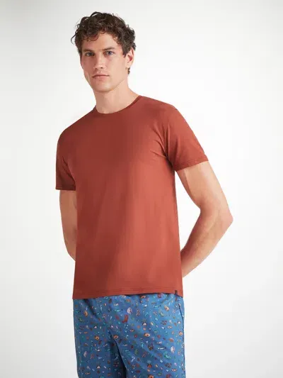 Derek Rose Men's T-shirt Basel Micro Modal Stretch Rust Red