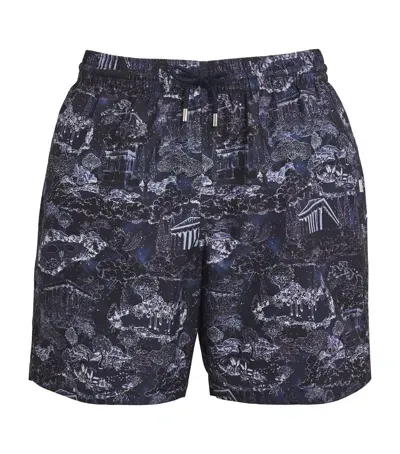 Derek Rose Printed Maui Swim Shorts In Navy