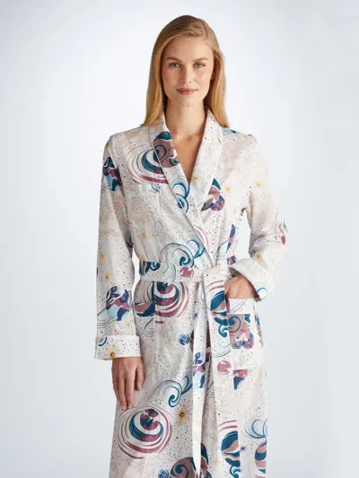 Derek Rose Women's Long Dressing Gown Ledbury 76 Cotton Batiste White