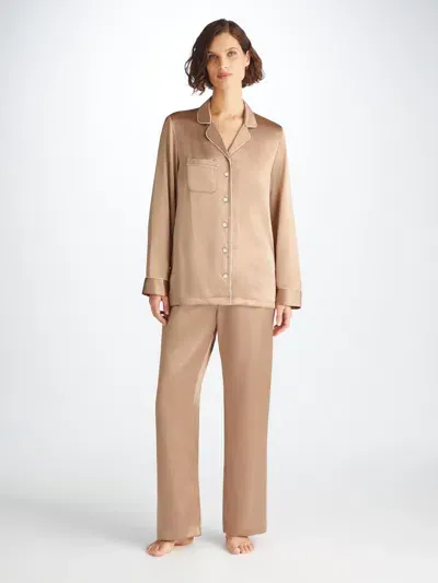 Derek Rose Women's Pyjamas Bailey Silk Satin Bronze In Gold