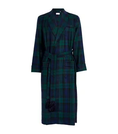 Derek Rose Wool Tartan Robe In Black