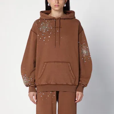 Des Phemmes Brown Cotton Sweatshirt With Crystals