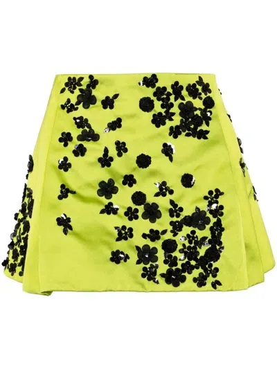 Des Phemmes Embellished Duchesse Mini Skirt In Yellow