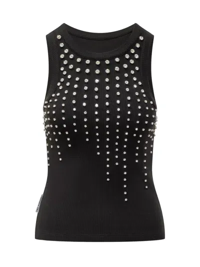 Des Phemmes Tank Top With Rhinestones In Black