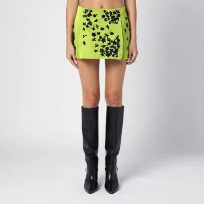 Des_phemmes Des Phemmes Lime Duchesse Miniskirt With Decorations In Yellow