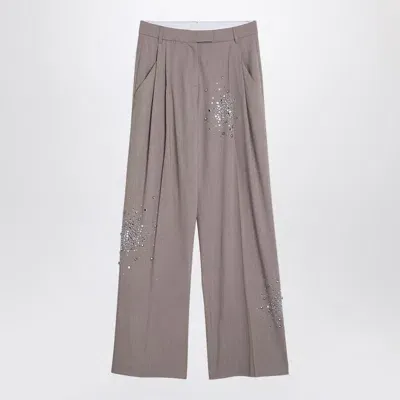 Des_phemmes Des Phemmes Palazzo Trousers With Decorations In Beige