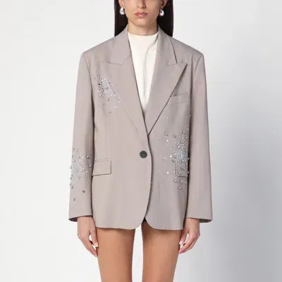 Des_phemmes Des Phemmes Single-breasted Jacket With Crystals In Beige