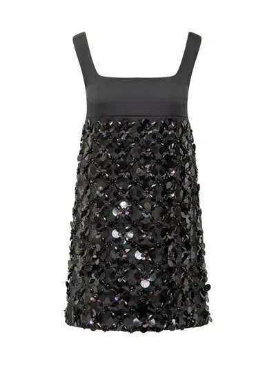 Des_phemmes Paillete-sequined A-line Mini Dress In Black