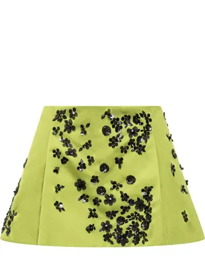 Des_phemmes Embellished Mini Skirt In Lime Green