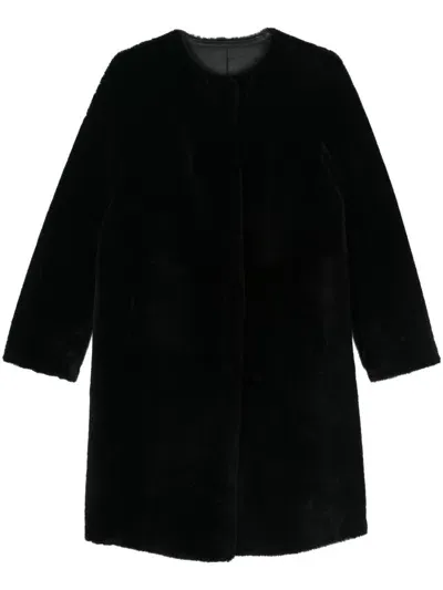 Desa 1972 Reversible Shearling Coat In Black  