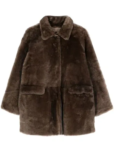 Desa 1972 Reversible Shearling Coat In Brown