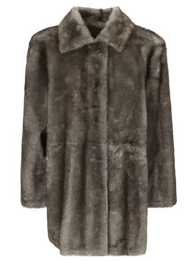 Desa 1972 Shearling Coat In Natural Grey