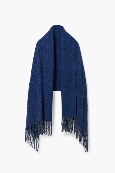 Desigual Long Two-tone Scarf In Blue