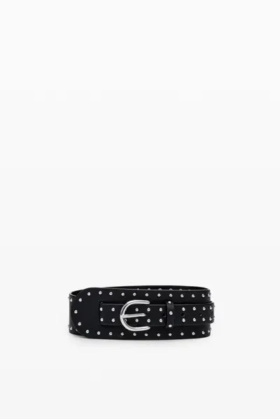 Desigual Wide Studded Belt In Black