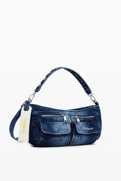 Desigual Denim Shoulder Bag In Blue