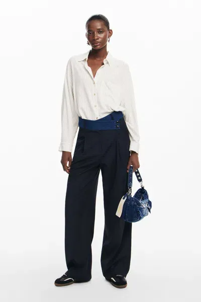 Desigual Tailored Combined Trousers In Blue