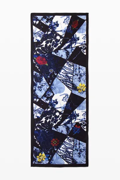 Desigual Denim Floral Scarf In Blue