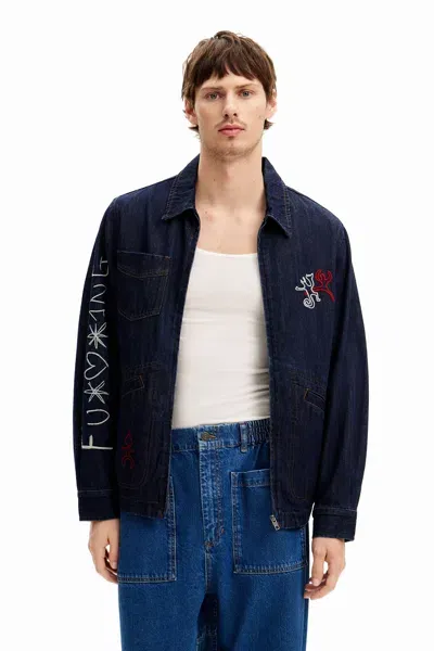 Desigual Denim Jacket Silhouettes In Blue