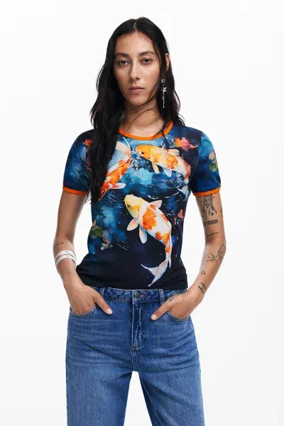 Desigual Koi T-shirt In Blue