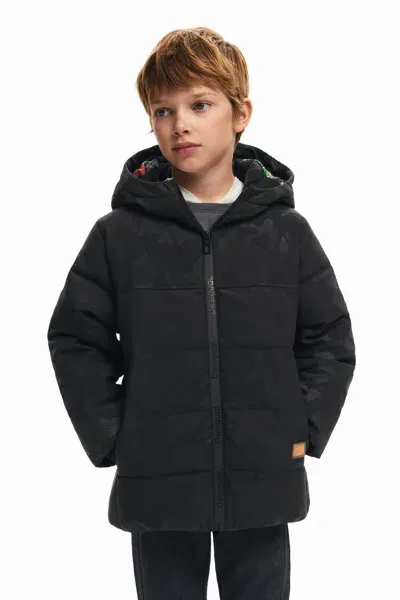 Desigual Kids' Long Coat With Pockets In Black