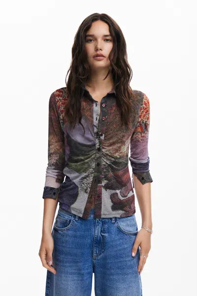 Desigual Long-sleeve T-shirt Autumn Forest In Material Finishes