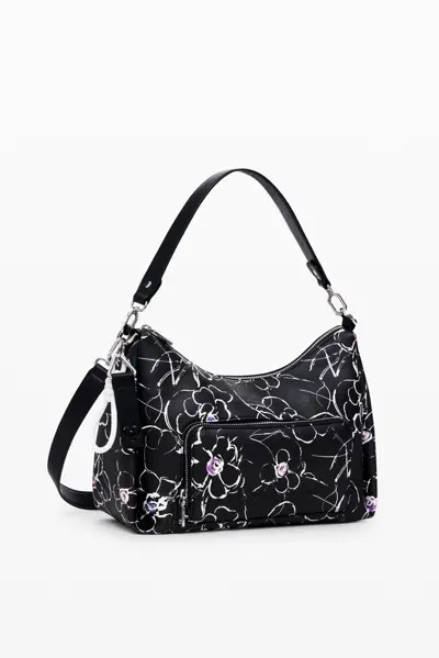 Desigual Floral M Crossbody Bag In Black