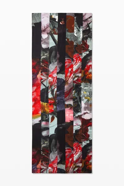 Desigual Scarf With Large Flowers In Material Finishes