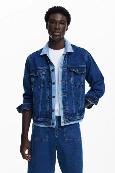 Desigual Patchwork Denim Jacket In Blue