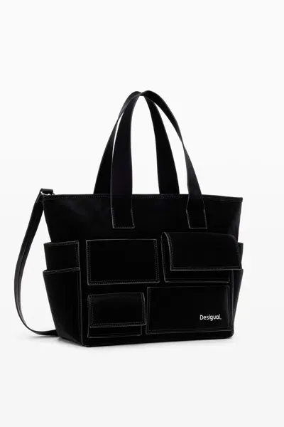 Desigual Shopper Pockets In Black