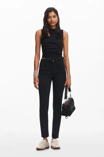 Desigual Slim Denim Jeans In Black