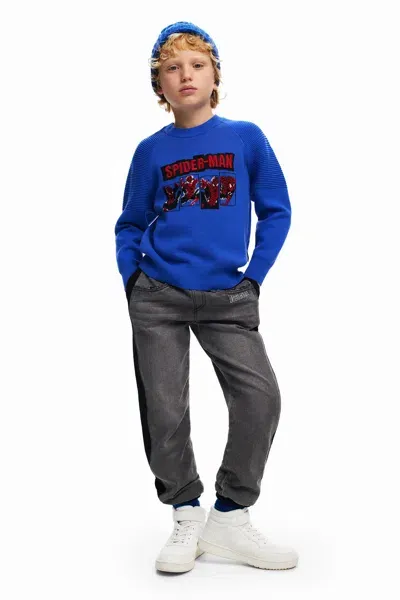 Desigual Kids' Spiderman Sweatshirt Without Hood In Blue