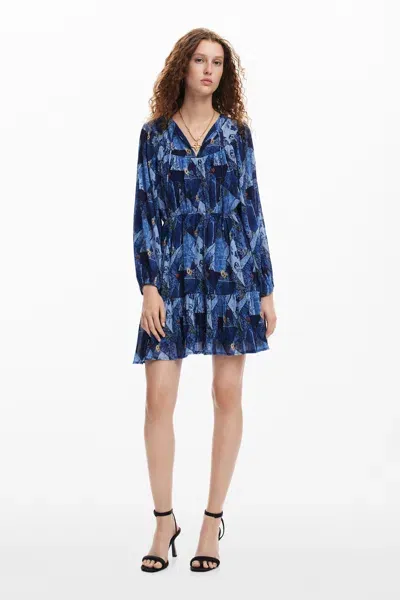 Desigual Arty Mini Dress In Blue