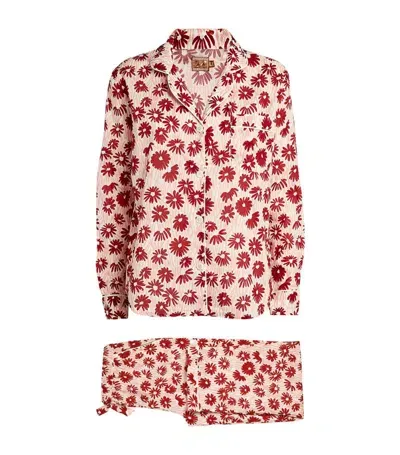 Desmond & Dempsey Cotton Floral Pyjama Set In White