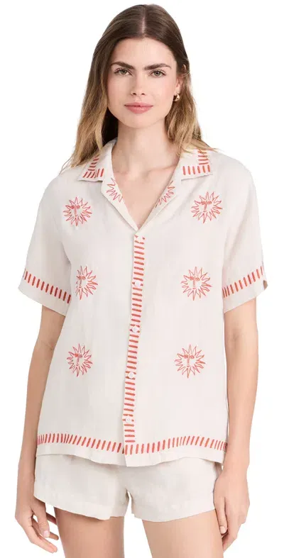 Desmond & Dempsey Embroidered Cuban Set Oat