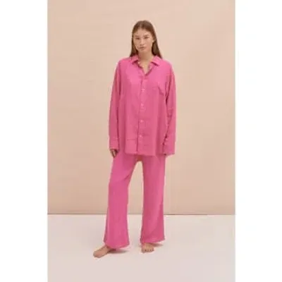 Desmond & Dempsey Linen Shirt In Cerise