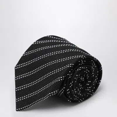 Destin Black/white Silk Tie In Blue