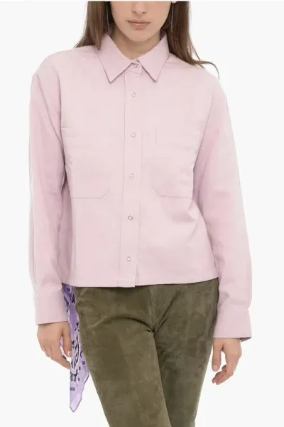 Destin Solid Color Cotton And Linen Marina Overshirt With Bandana D In Pink