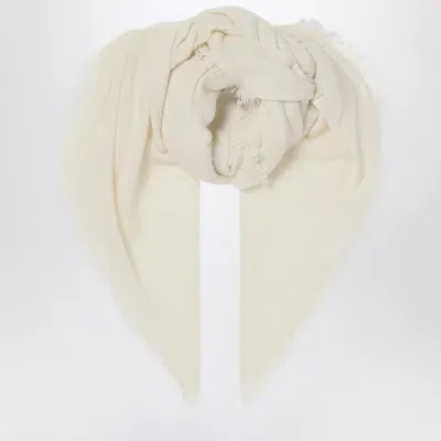 Destin White Milk Cashmere Scarf In Green