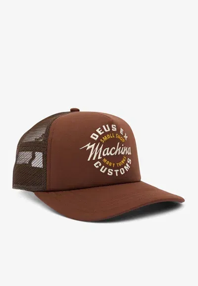 Deus Ex Machina Amped Circle Trucker Cap In Brown