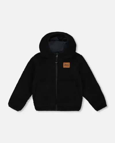 Deux Par Deux Baby Boy's Reversible Soft Fleece Jacket Black In Anthracite