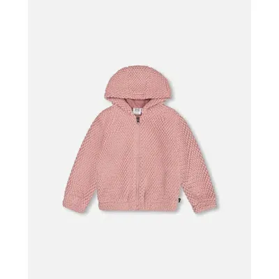 Deux Par Deux Baby Girl's Hooded Plush Vest Dusty Pink In Rosette